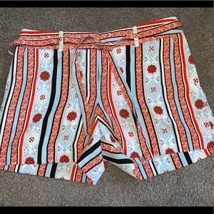 Ann Taylor Loft tie waist printed shorts